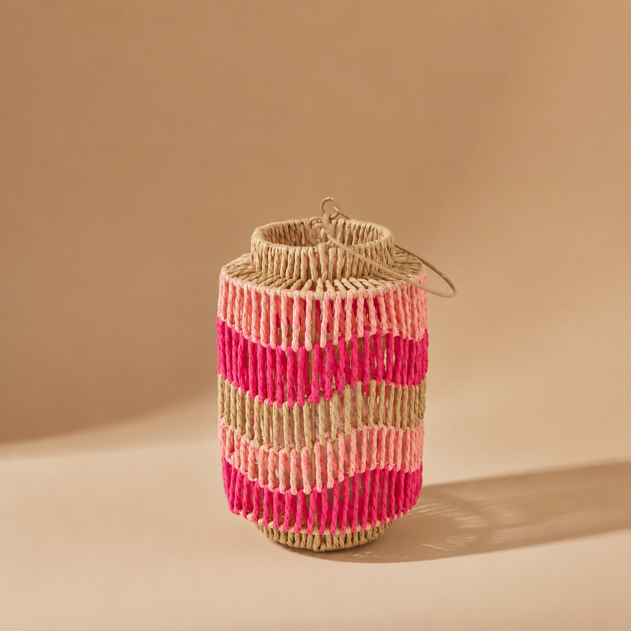 Lantaarn Papiertouw Roze – 18x18x26 cm