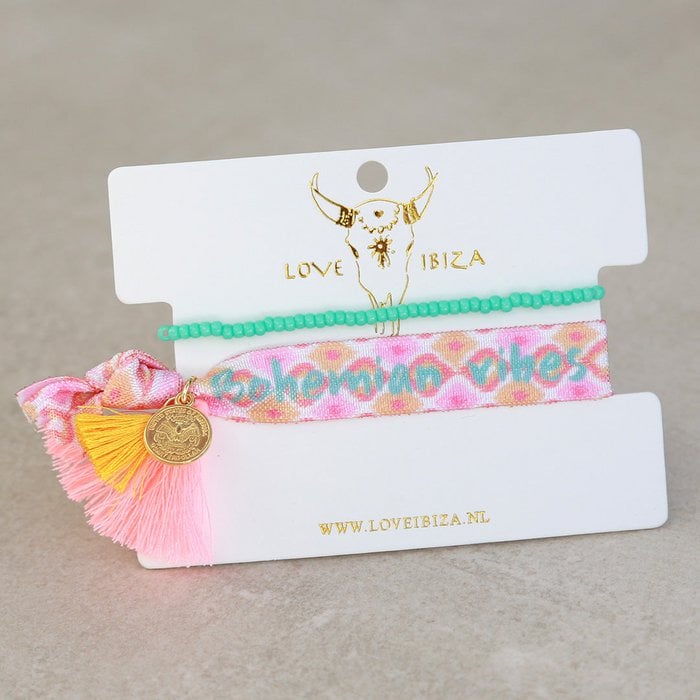 Love Ibiza armbanden setje mint