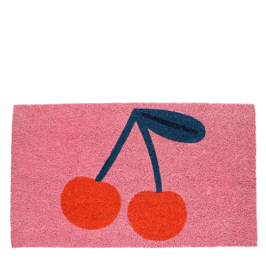 Kersen Deurmat Roze van Kokosvezel – Vrolijke Buitenmat 73 x 43 cm 🍒