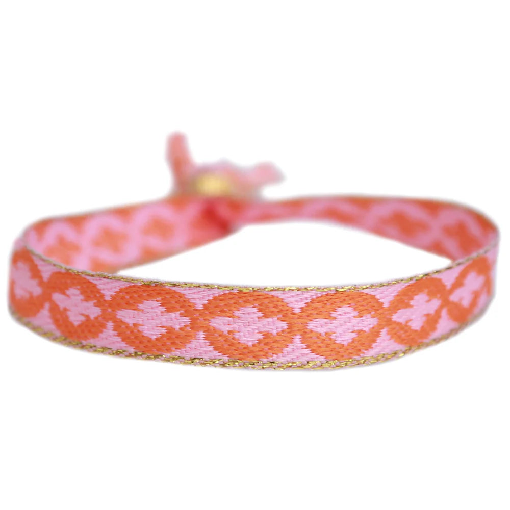 Love Ibiza geweven armband roze met oranje
