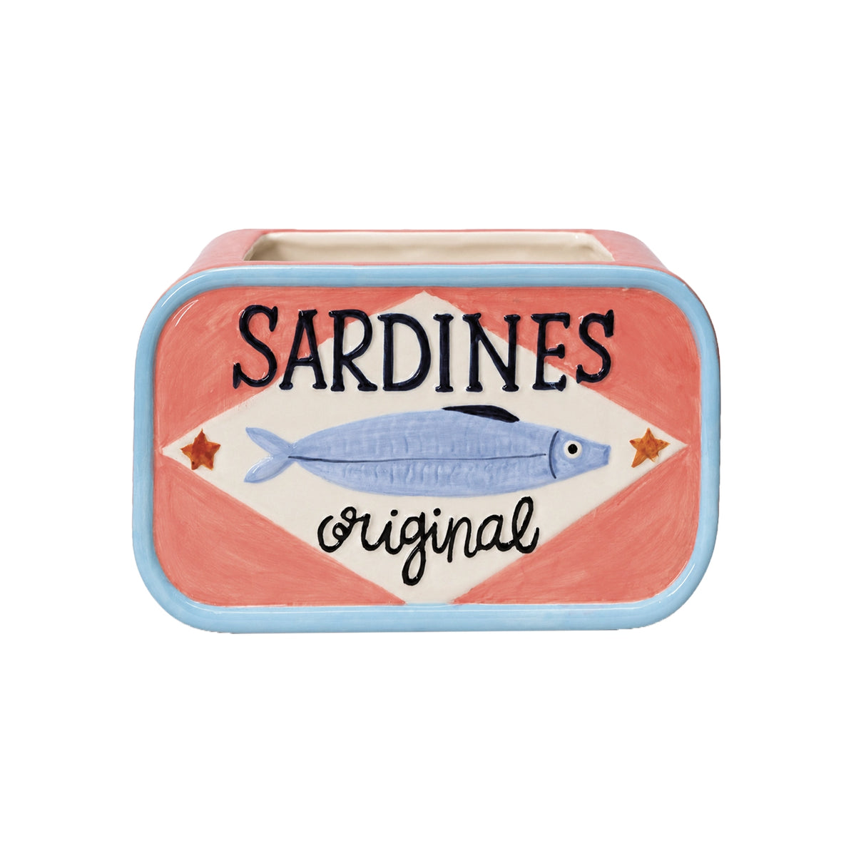 Pot Sardines Keramiek 20,5 cm | Sardineblik Bloempot en Opbergpot, Roze en Blauw
