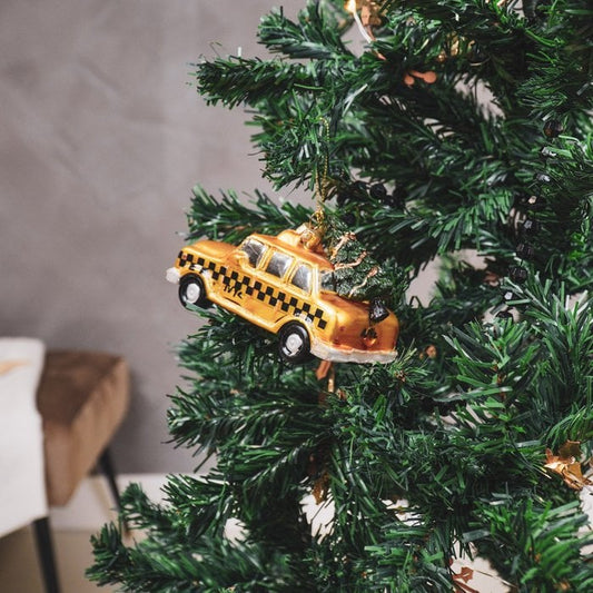 Ornament Taxi met kerstboom - kerstdecoratie