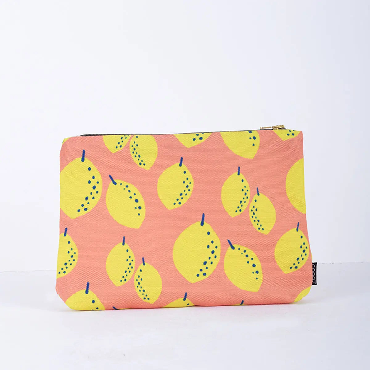 Toilettas citroen. Roze met gele citroenen. Make-up tas