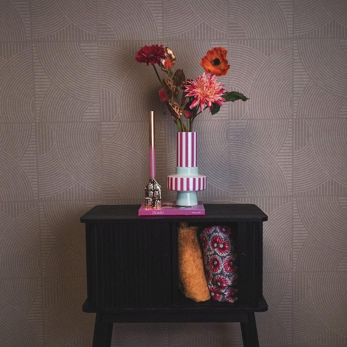 Vaas Mint met roze/witte strepen