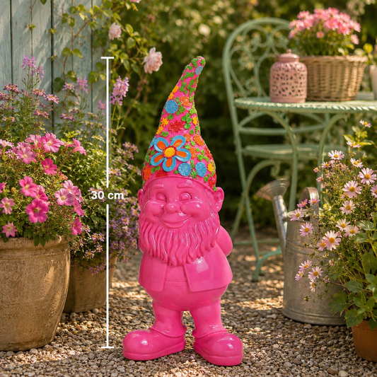 Tuinkabouter Bloemen – Roze, Geel of Groen - 30 cm