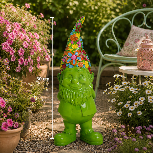 Tuinkabouter Bloemen – Roze, Geel of Groen - 30 cm