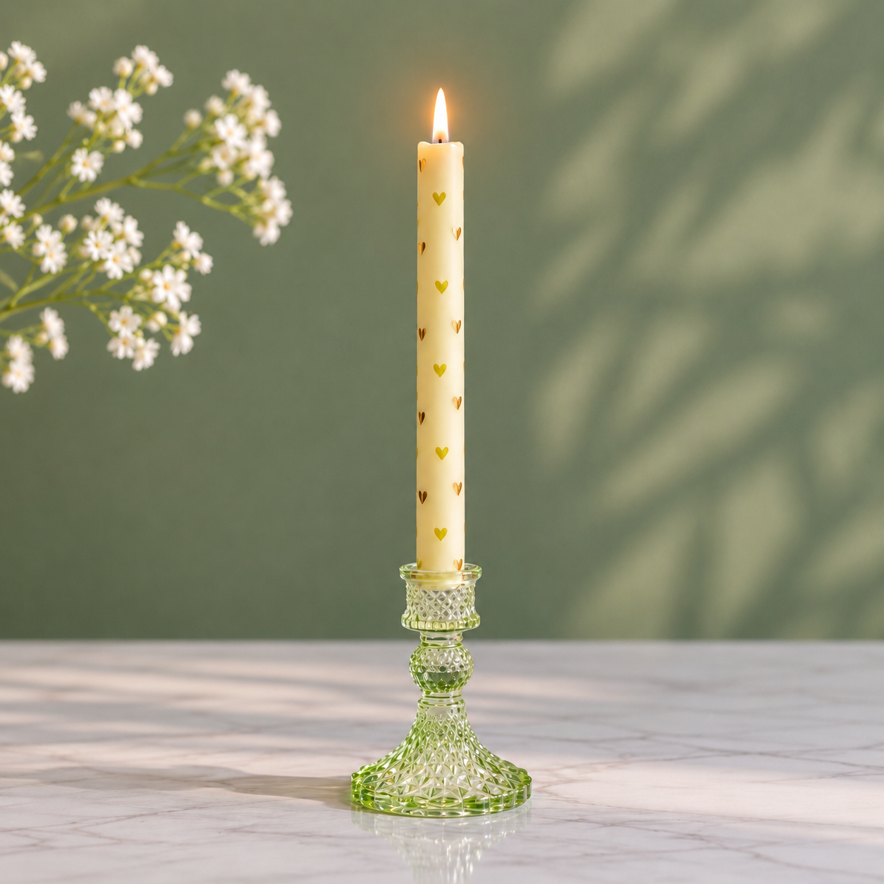 Glazen Kandelaar Belle – Roze of Groen – Vintage Look – 8x10 cm ✨🕯️ (Groen)