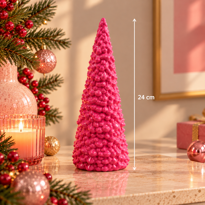 X-MAS Tree Felroze Keramiek Small of Large | Decoratief Kerstboompje 11 of 24 cm