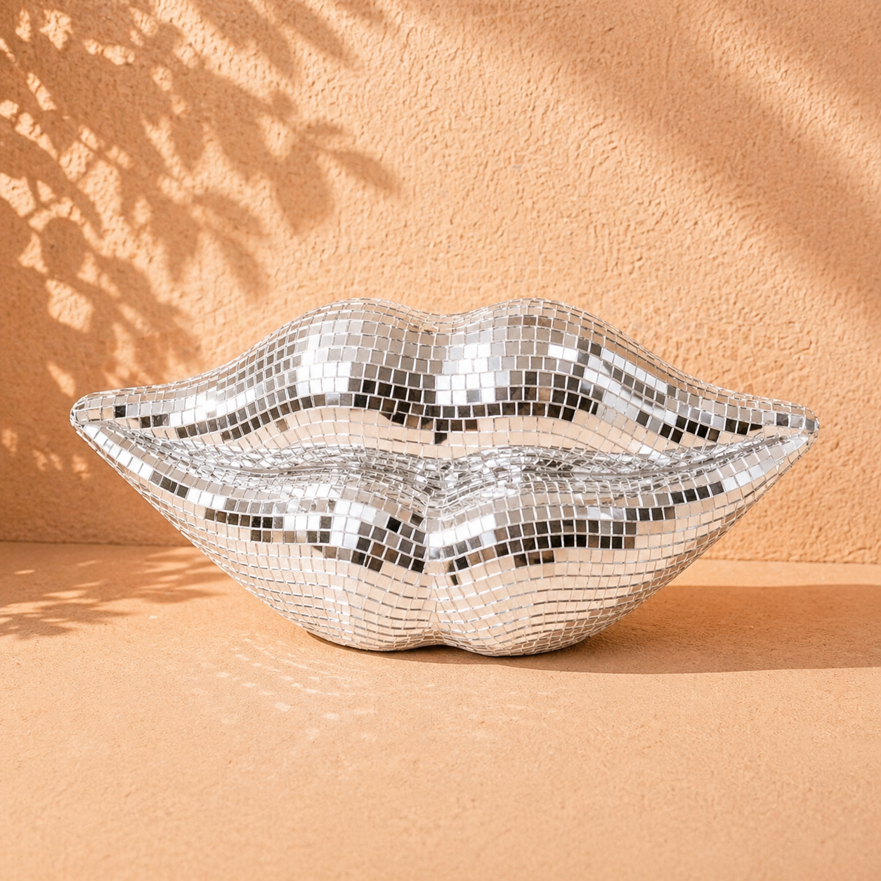 Ornament Disco Lips - keramiek & glas (Zilver)