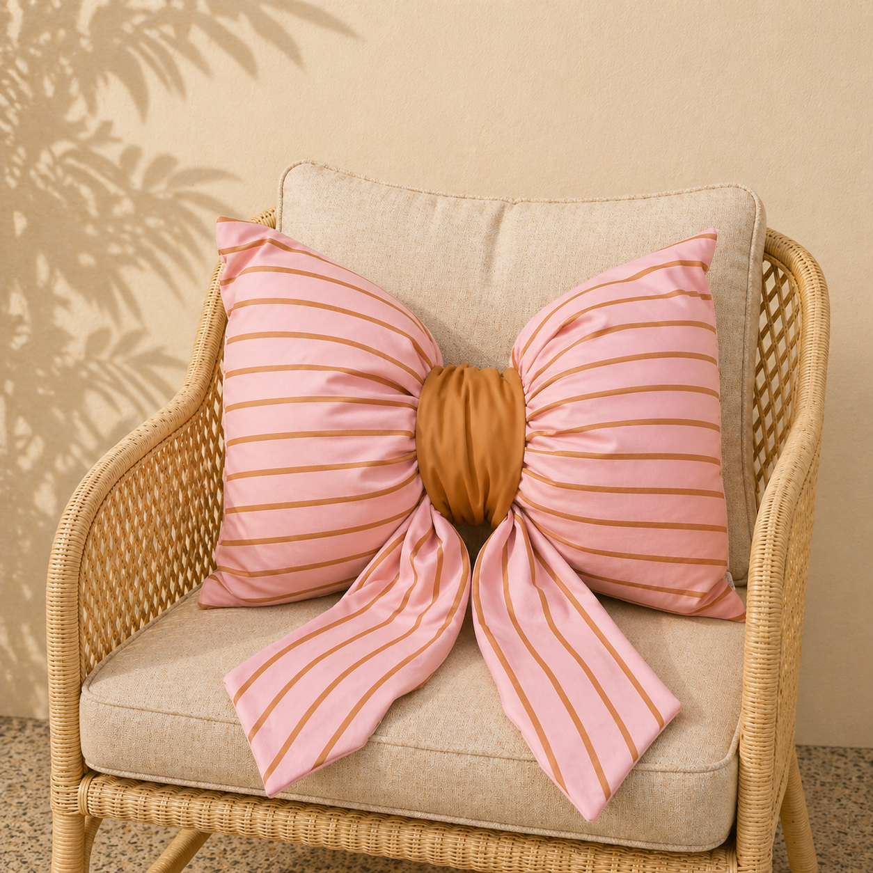 Kussenhoes in strikvorm - 60x40 cm (Roze/mustard)