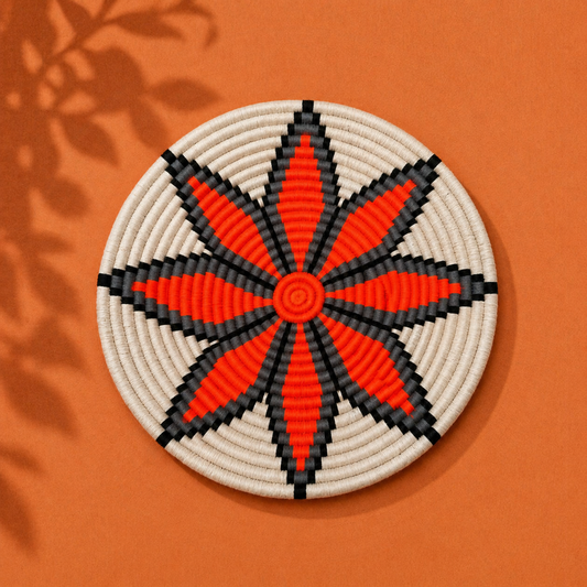 Berberbord maat S - handgeweven in Marokko (Beige/oranje)