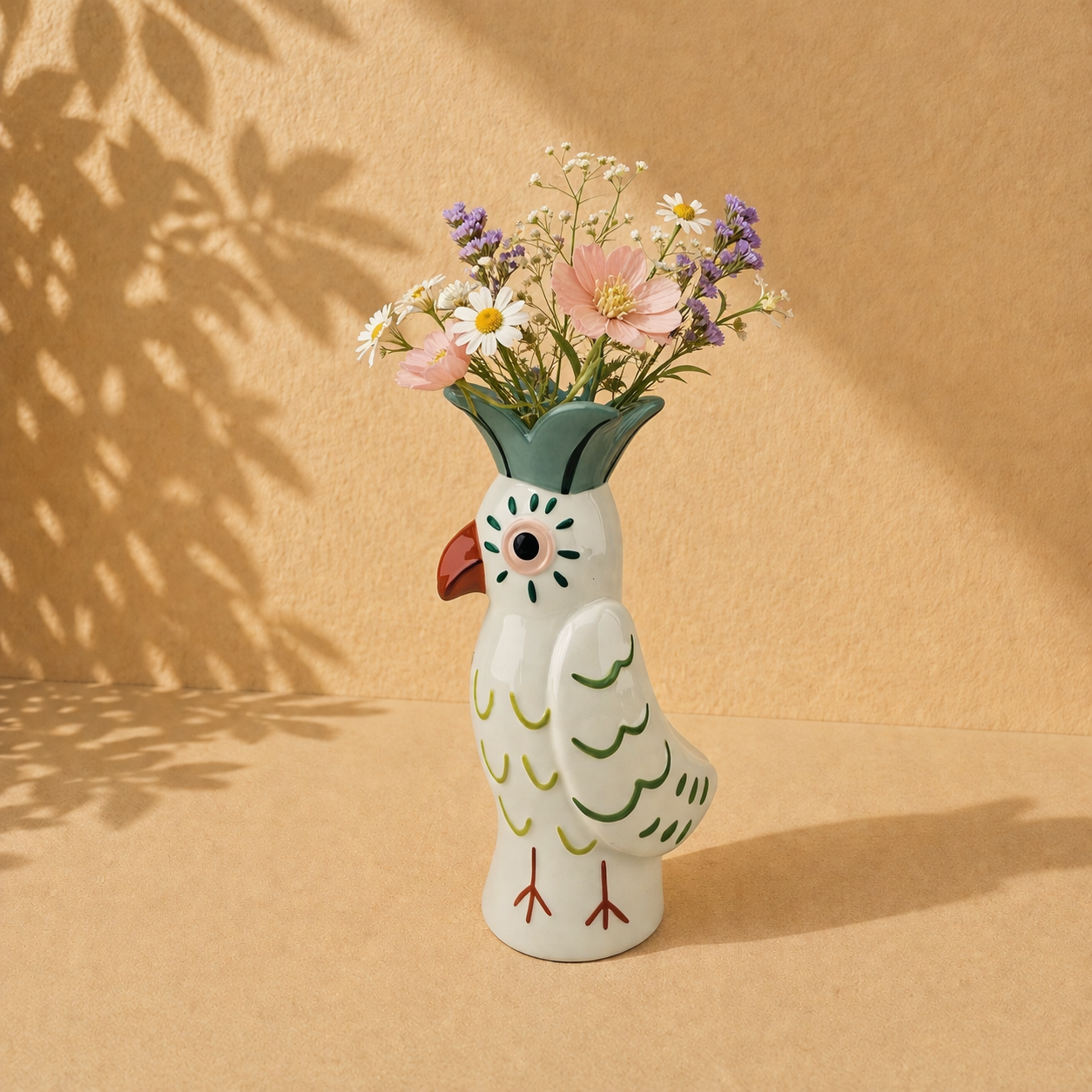 Keramiek Papegaai Vaas – Kleurrijk Decoratief Vaasje 22 cm