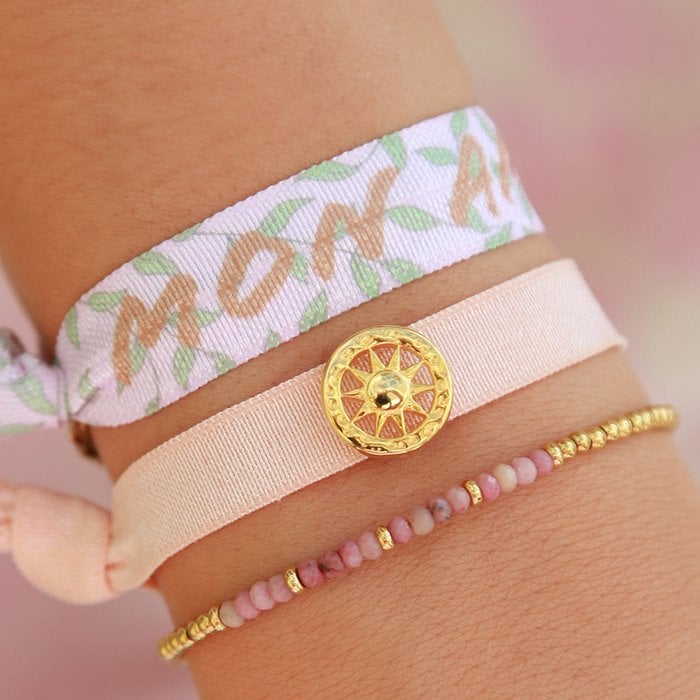 Love Ibiza armbanden setje. Roze goud 