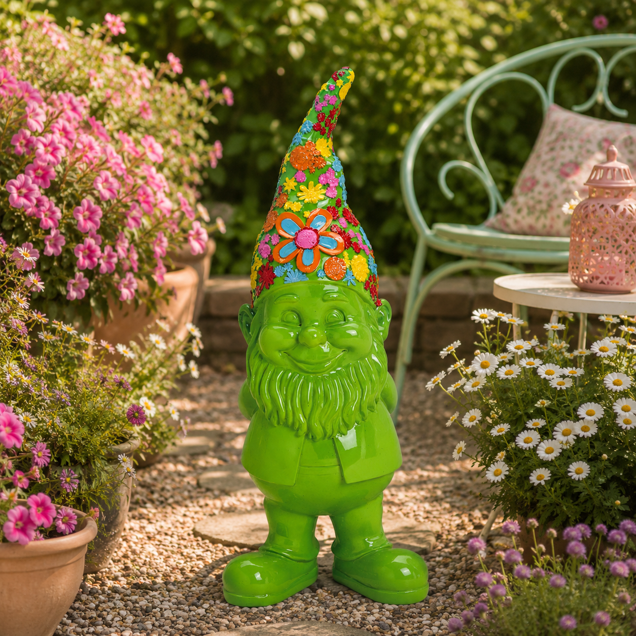 Tuinkabouter Bloemen Groen - 30 cm