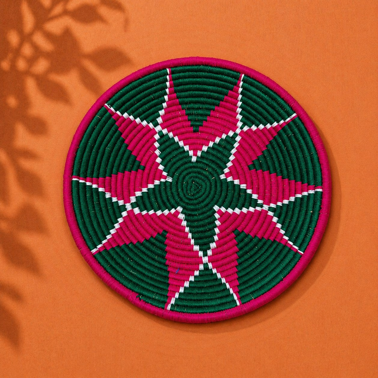 Berberbord maat S - handgeweven in Marokko (Groen/roze)