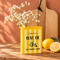 Keramieken Vaas Olive Oil Geel – Italiaans Olijfolieblik 13 cm