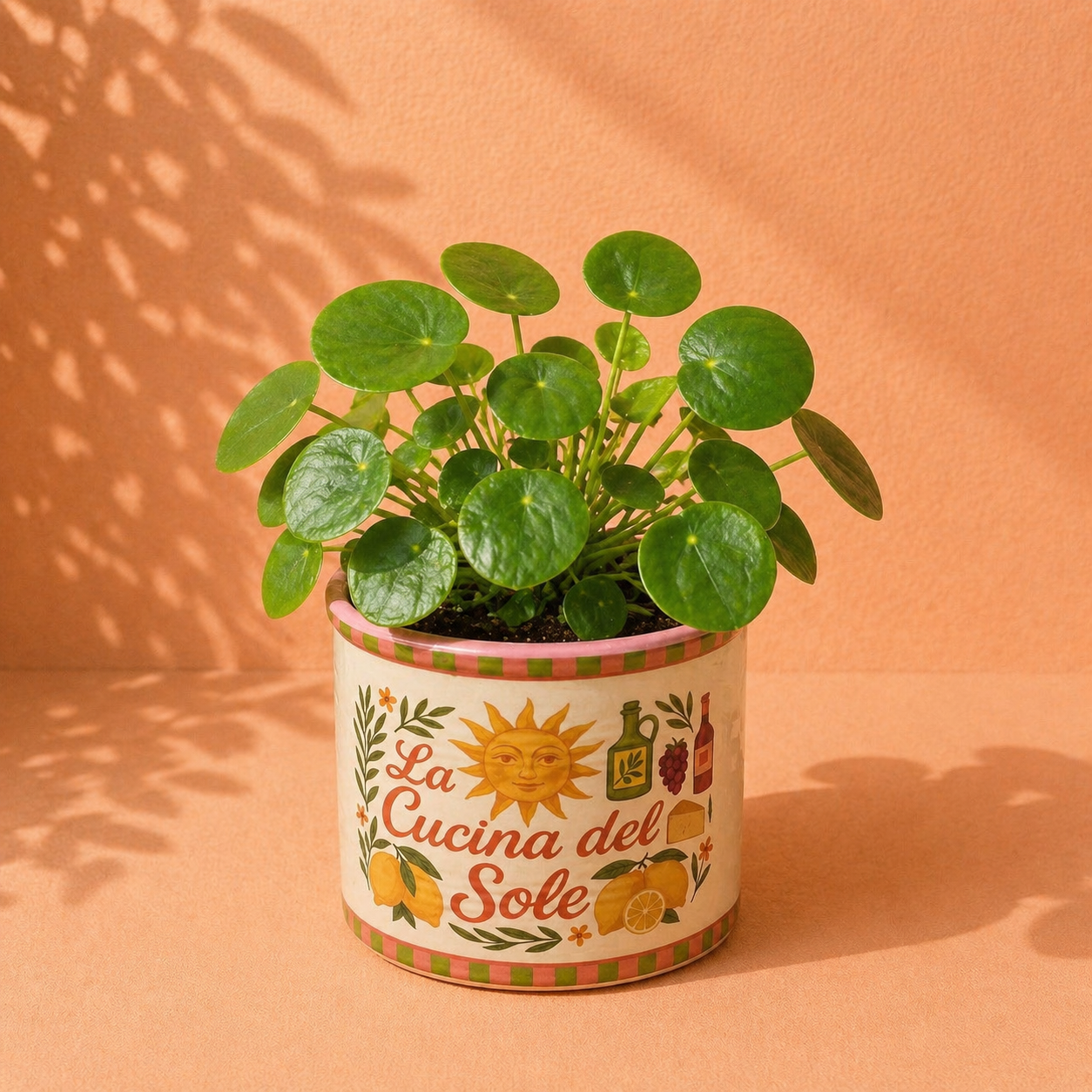 Plantenpot Sole – Keramieken Bloempot met Italiaanse Print – 14x14x12 cm