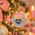 Kersthanger Kaviaar Blikje Goud | Glazen Kerstornament met Roze Kaviaar en Glitterletters