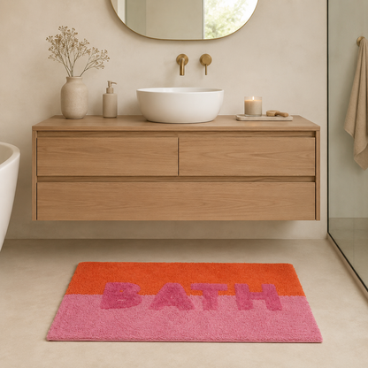 Badmat BATH Roze & Oranje – Zachte katoenen badmat 80x50 cm