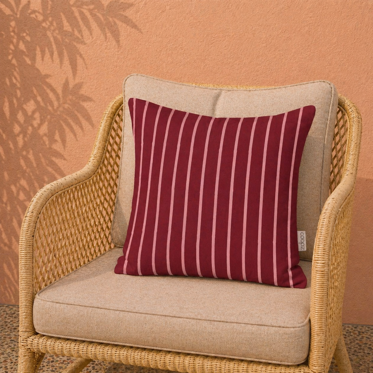 Fluwelen Kussenhoes Strepen 50x50 cm – Velvet Sierkussen in Burgundy en Roze