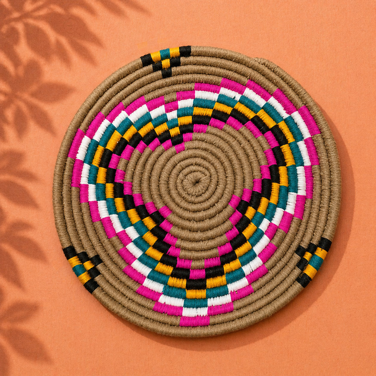 Berberbord maat S - handgeweven in Marokko (Beige/roze)