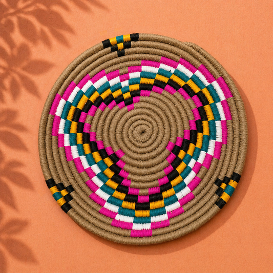 Berberbord maat S - handgeweven in Marokko (Beige/roze)