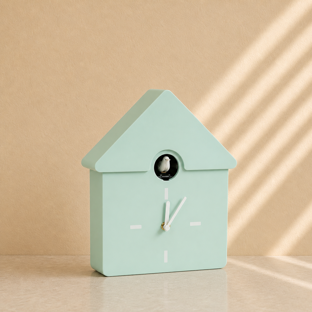Moderne Koekoeksklok – Design klok in Roze, Mint, Lila & Taupe (Mint)