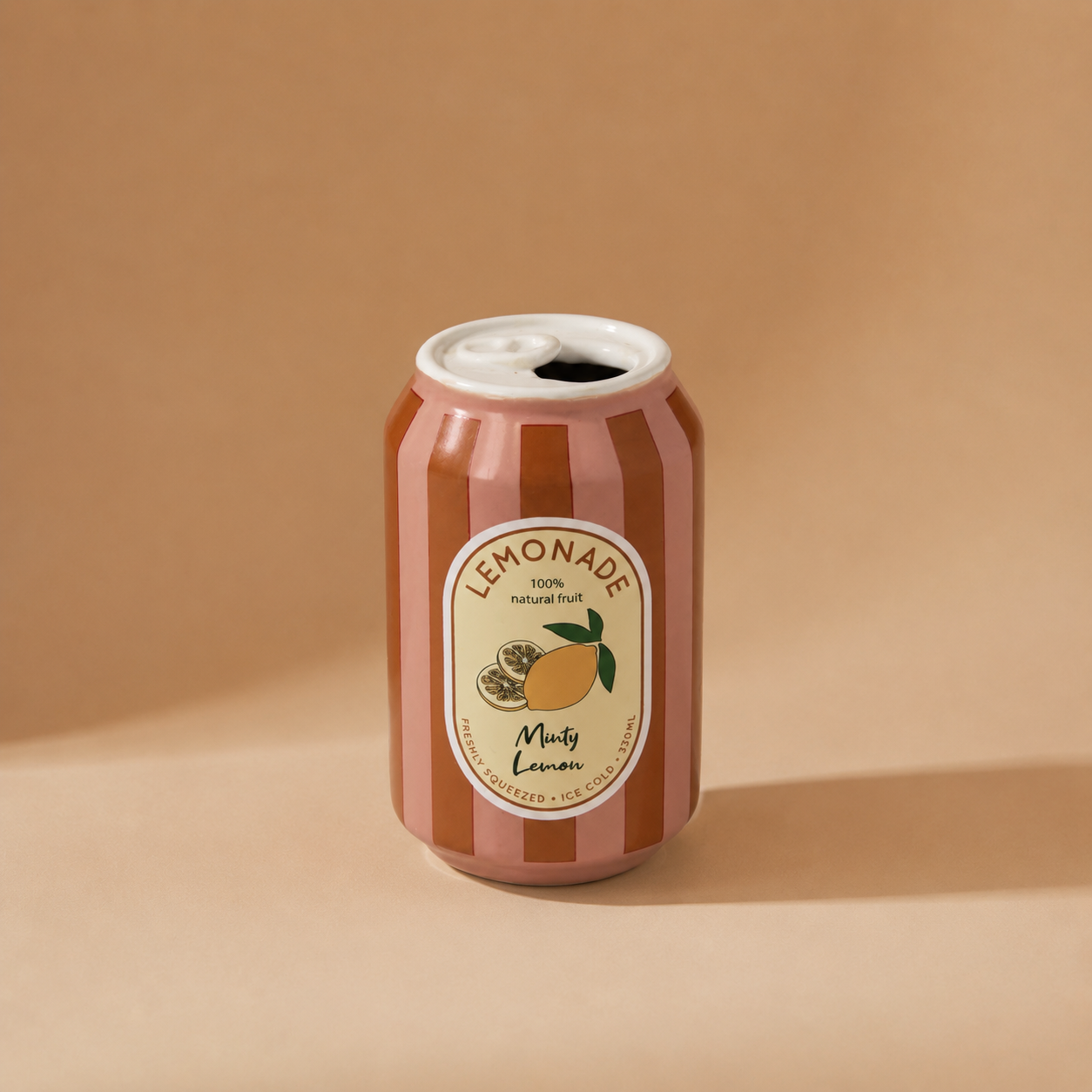 Soda Blikje Vaas Lemonade – Keramisch Vaasje – 7x7x11,5 cm