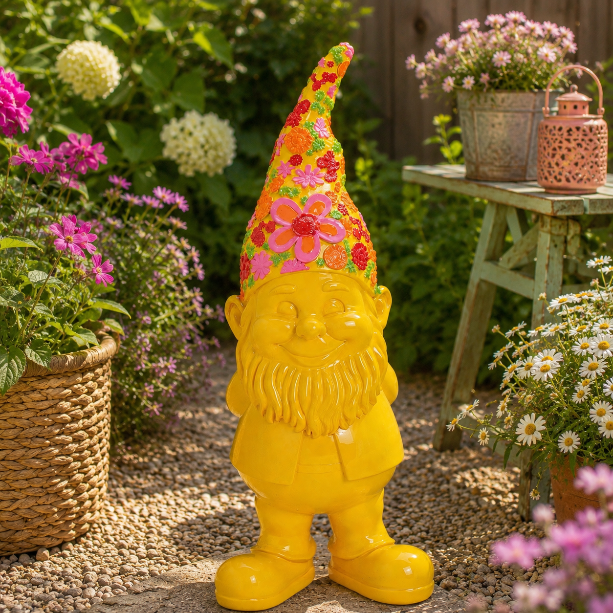 Tuinkabouter Bloemen Geel - 30 cm