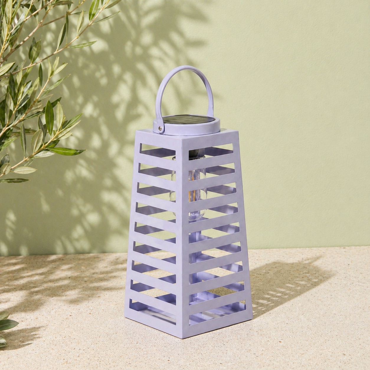 Metalen solar lantaarn voor buiten (Lila)
