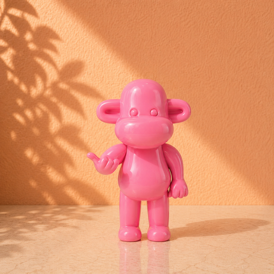 Aap 'The Legend' - decoratieve aap met Hang Loose teken (Roze / Small)