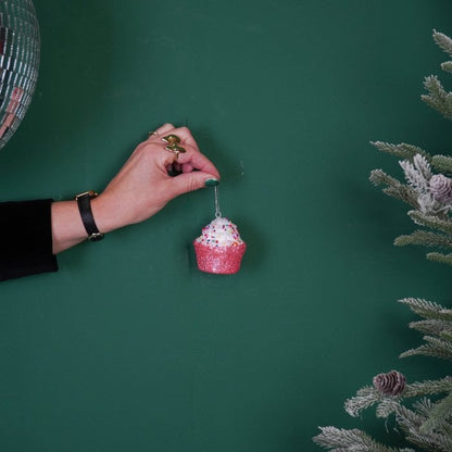 Cupcake met discodip. Ornament voor in de kerstboom 