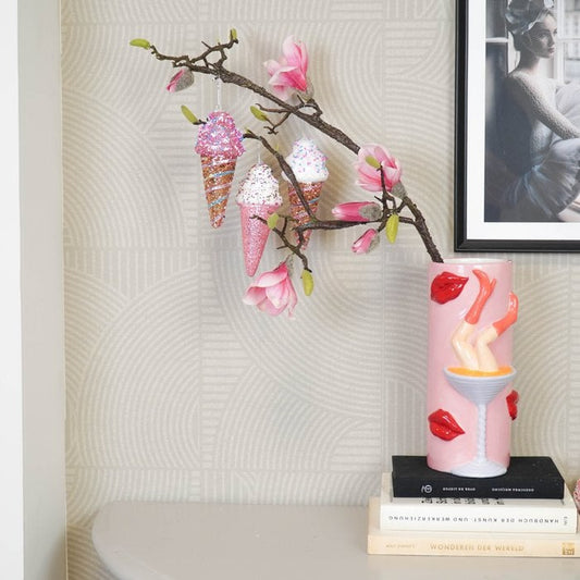 Set van 3 ijshoorntjes met discodip. Kerstboomhanger 