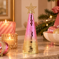 Disco Kerstboom Roze Goud 26 cm | Glamour Kerstdecoratie met Spiegeltjes en Gouden Ster