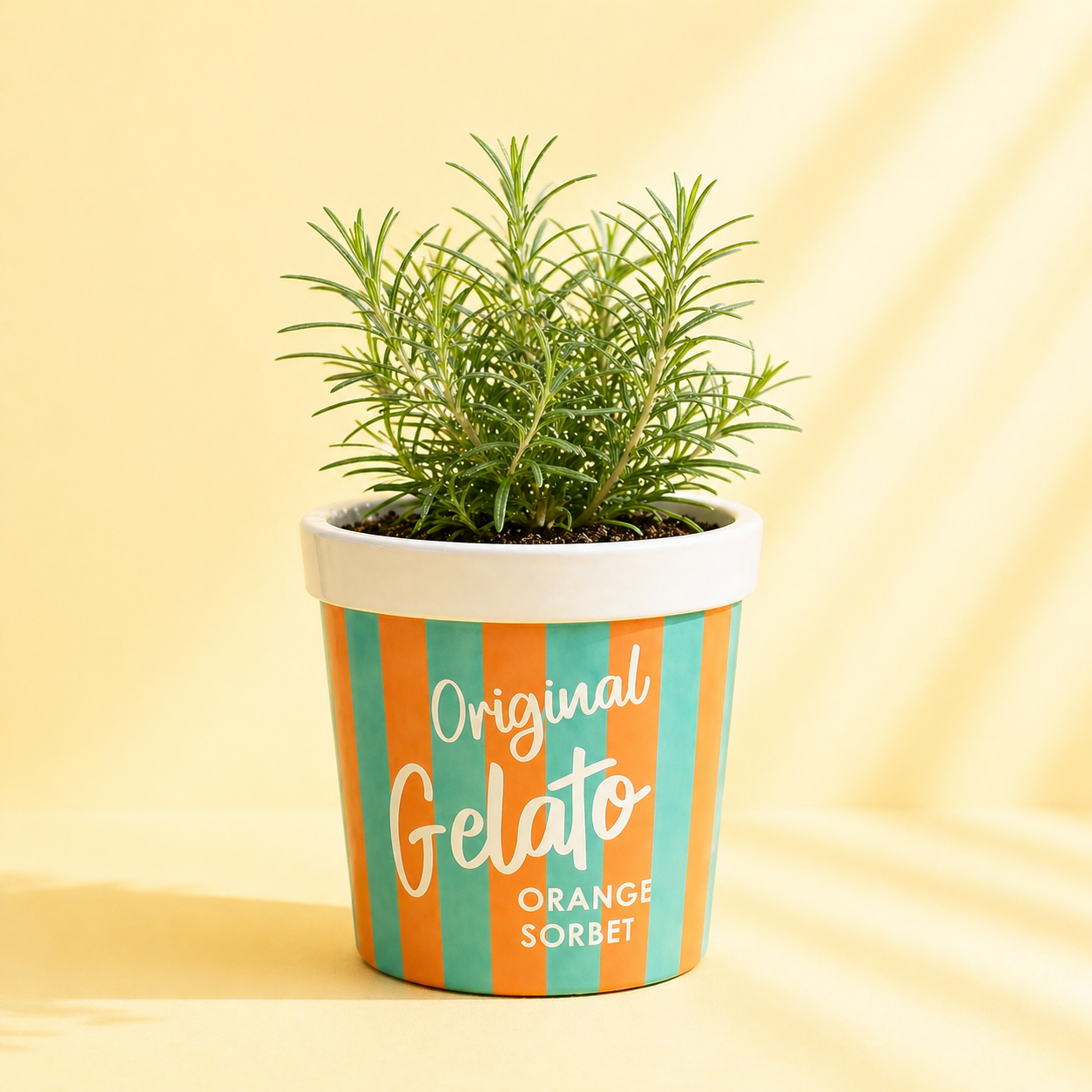 Plantenpot IJs/yoghurt-beker (Mint/oranje)