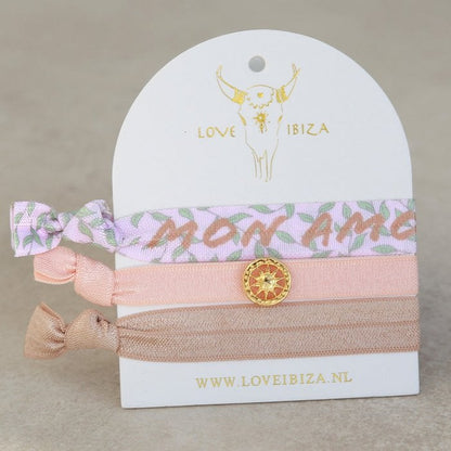 Love Ibiza armbanden setje. Haarelastiekjes. 
