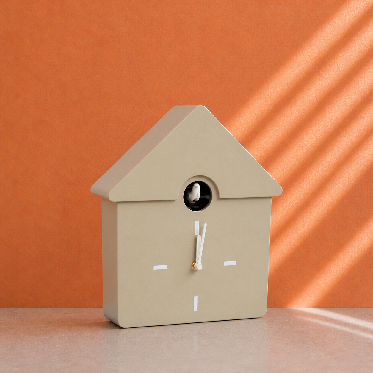 Moderne Koekoeksklok – Design klok in Roze, Mint, Lila & Taupe (Taupe)