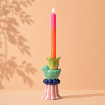 Kandelaar Vogel & Bloem – Keramiek – 18 cm