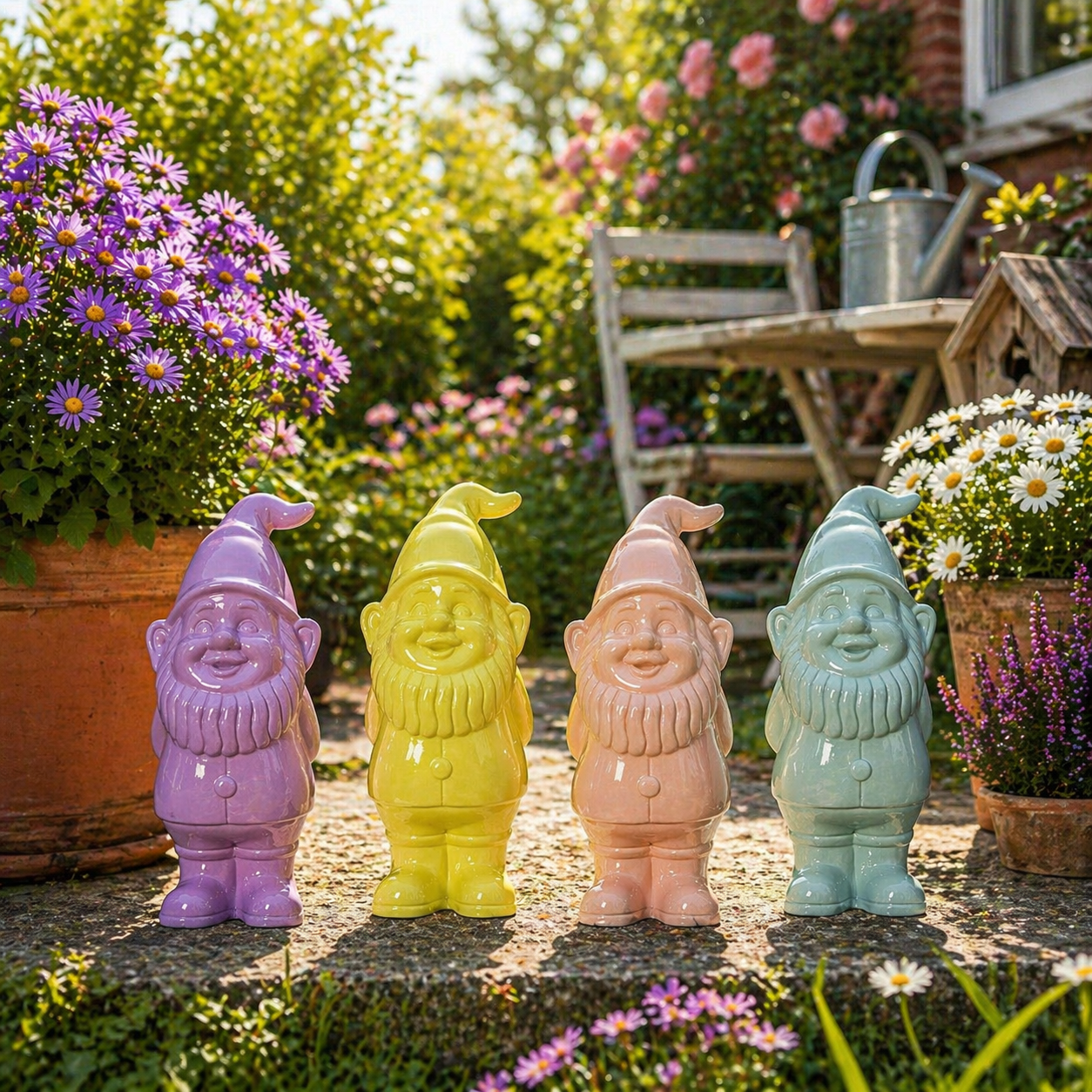 Keramieken Tuinkabouter 25 cm – Kleurrijke Tuindecoratie in 7 Kleuren