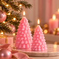 LED Kaarsen Kerstboom Roze Set van 2 | Vlamloze Kerstkaarsen met Afstandsbediening 19 en 22 cm