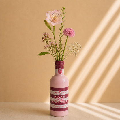 Rosé Lovers Flesvaas Keramiek – Roze Wijnfles Vaas 29 cm