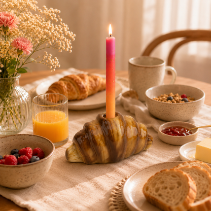 Croissant Kandelaar Keramiek – Franse Food Decoratie – 14,5 cm