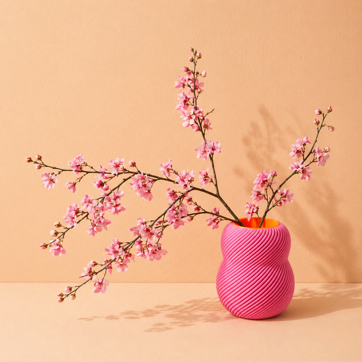 3D-geprinte vaas met ronde vormen en een waterdicht cilinder (Flamingo)