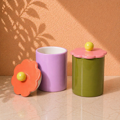 Raspberry Blossom Flower bewaarpotten - set van 2 TIJDELIJK UITVERKOCHT