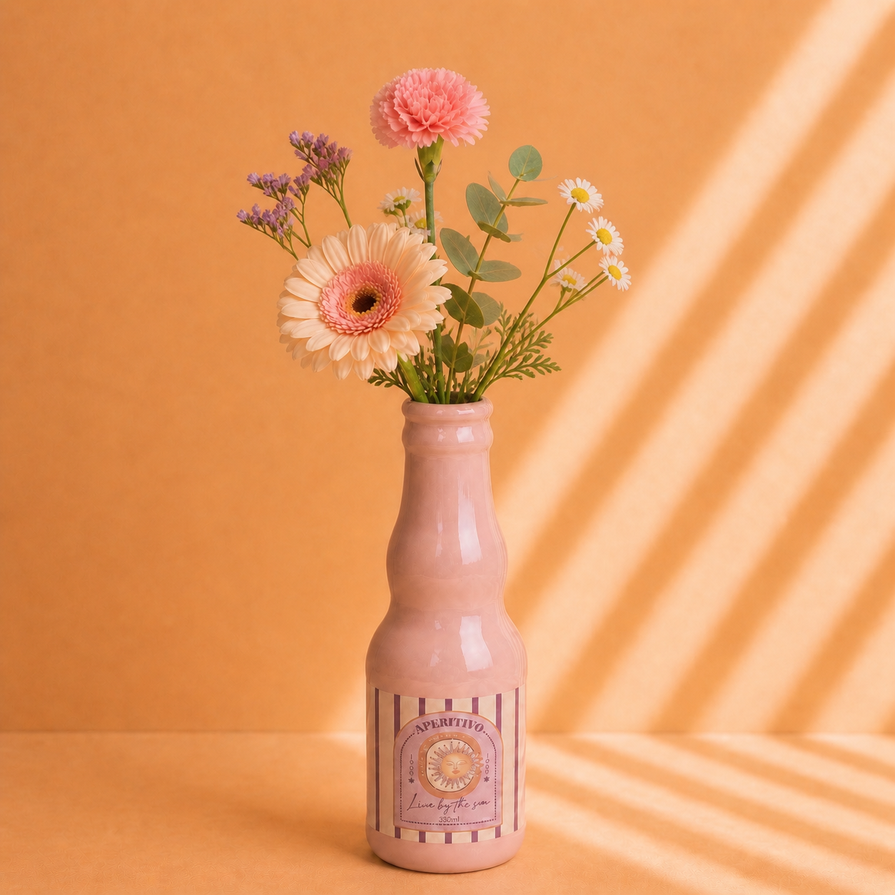 Roze Keramieken Flesvaas Aperitivo – 22 cm