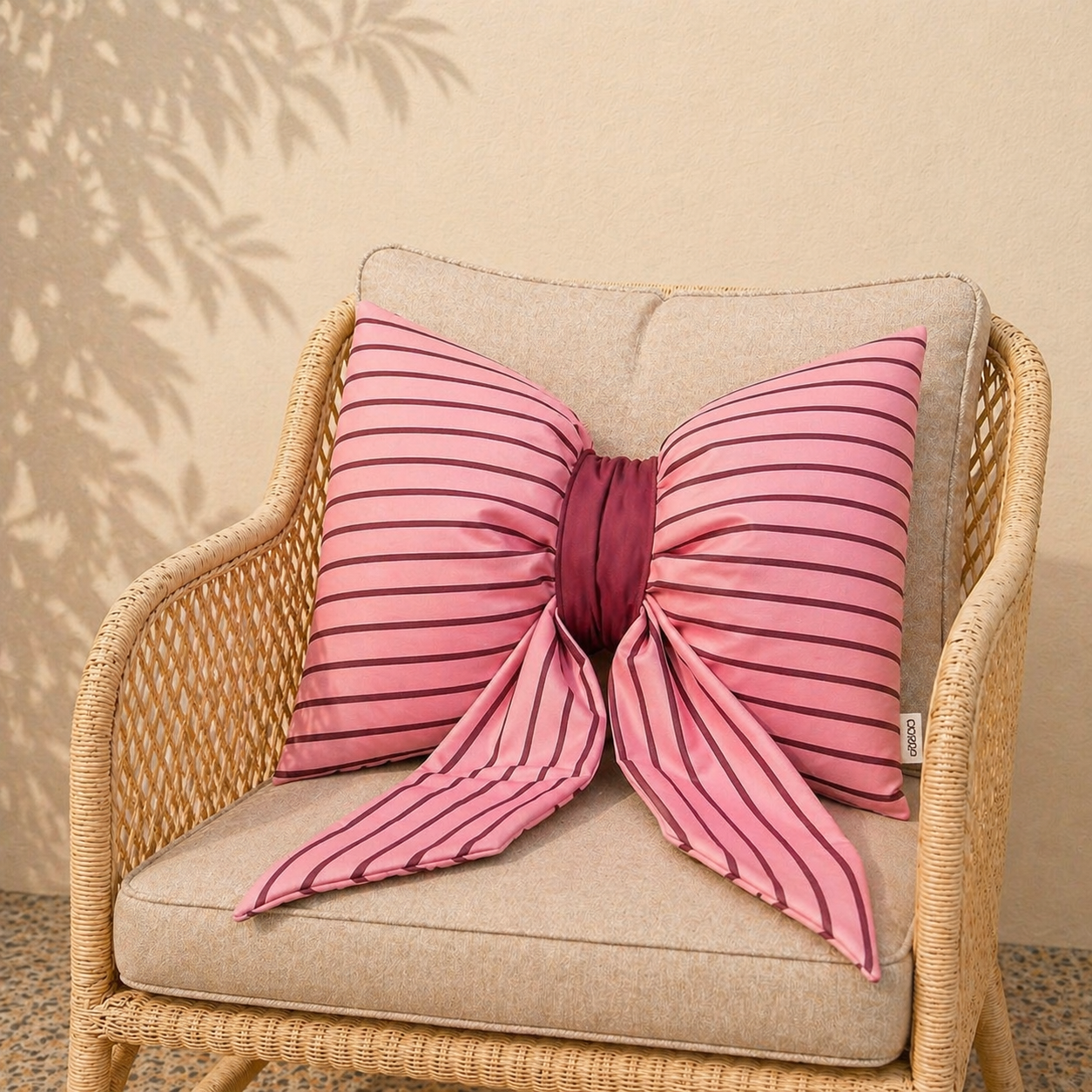 Kussenhoes in strikvorm - 60x40 cm (Roze/burgundy)