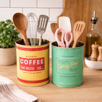 Set van 2 Retro Opbergblikken van Metaal – Vintage Blikjes