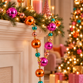 Kerstslinger met Kerstballen 210 cm | Kleurrijke Discobal Slinger Roze, Oranje en Turquoise van Gerecycled Kunststof
