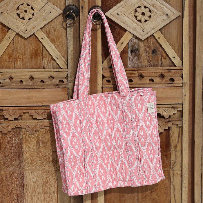 Love Ibiza schoudertas. Ibiza bag. Roze, wit 