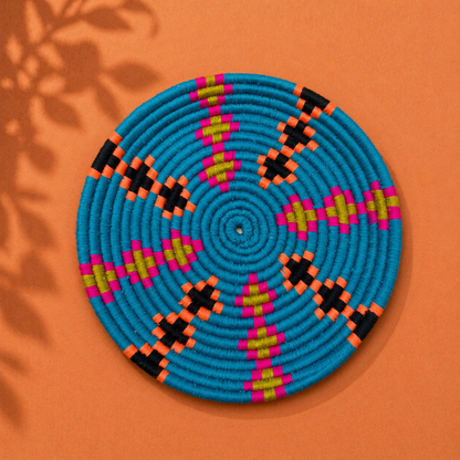 Berberbord maat S - handgeweven in Marokko (Blauw)